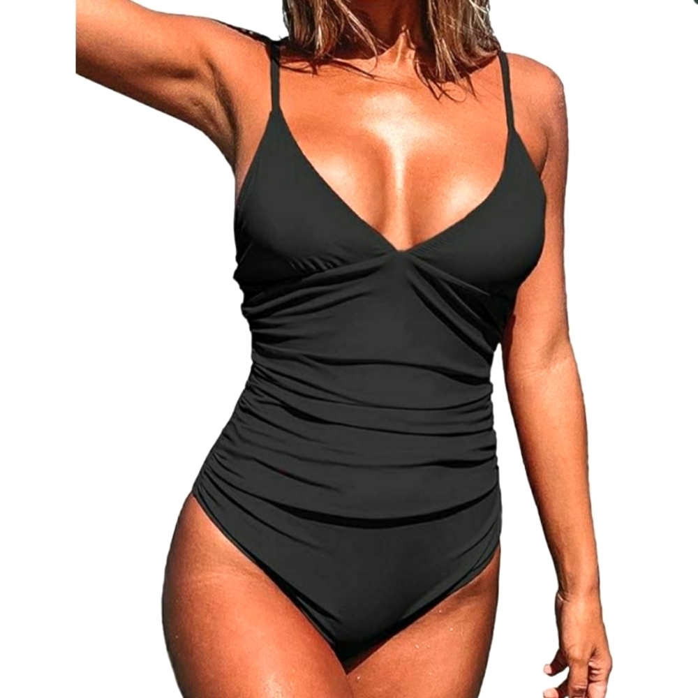 One Piece Swimsuit Tummy Control V‎ Neck Bathing Suits SZ S